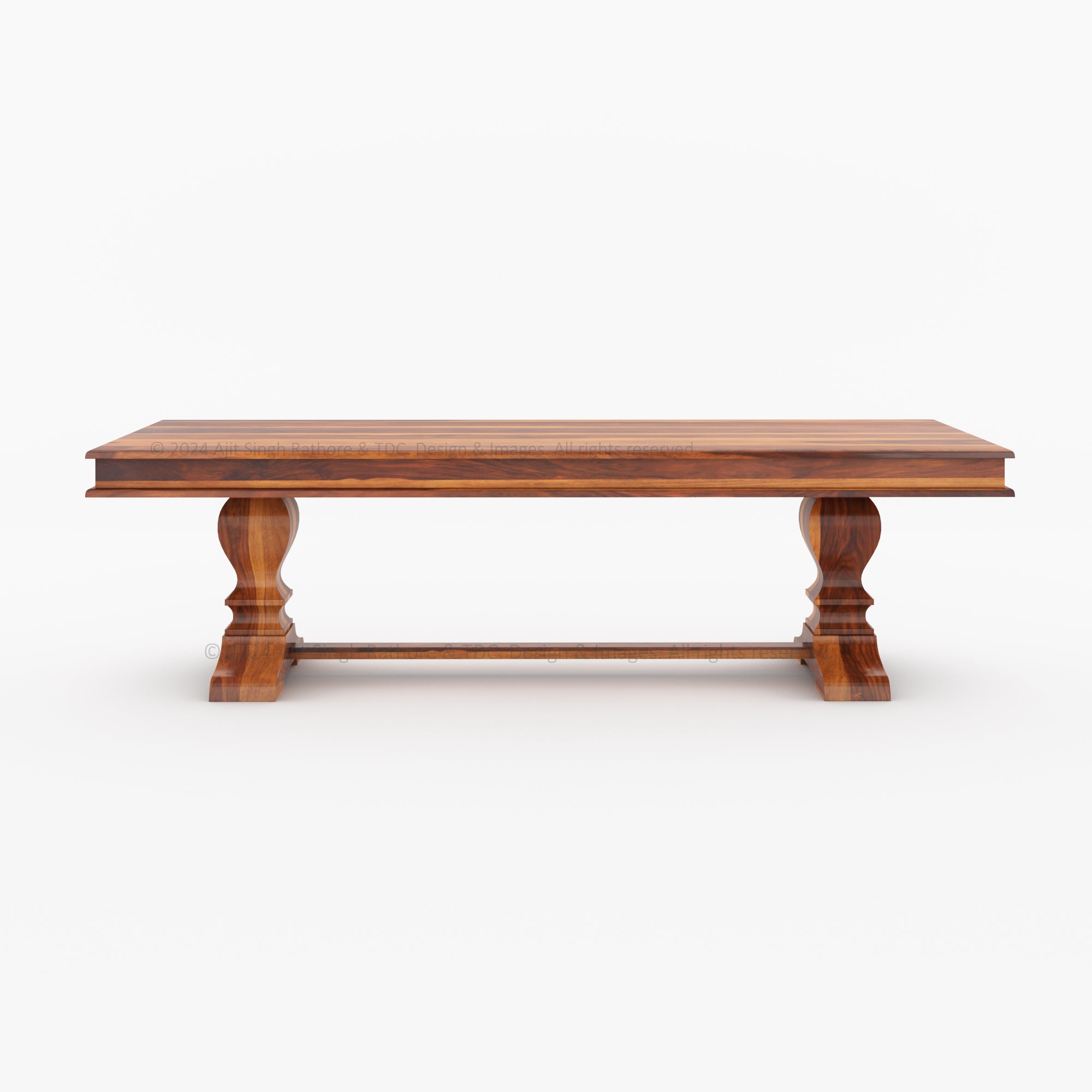 Sanford Solid Wood Dining Table with Dual Pedestal Legs