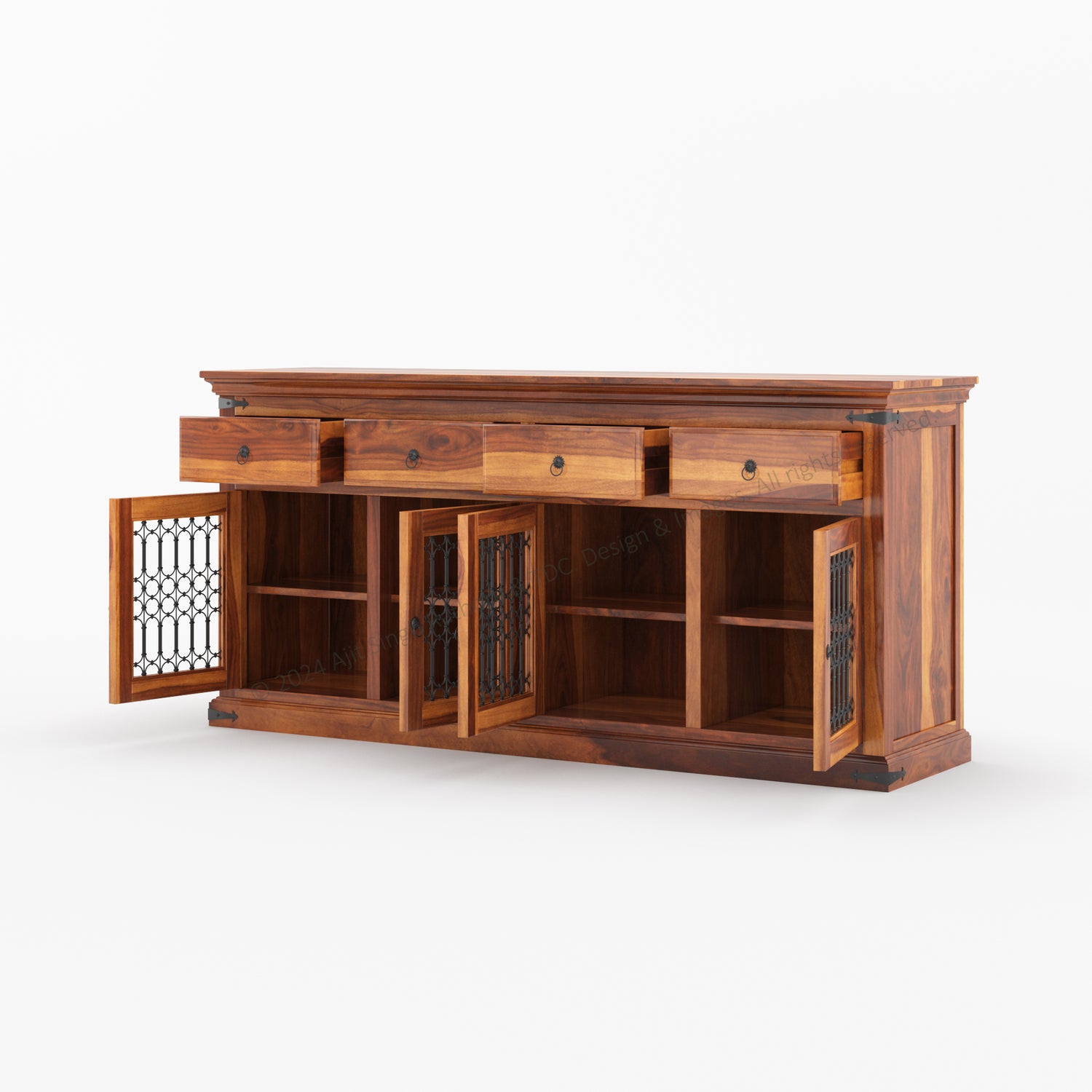 Naples Iron-Grid Solid Wood Buffet Sideboard