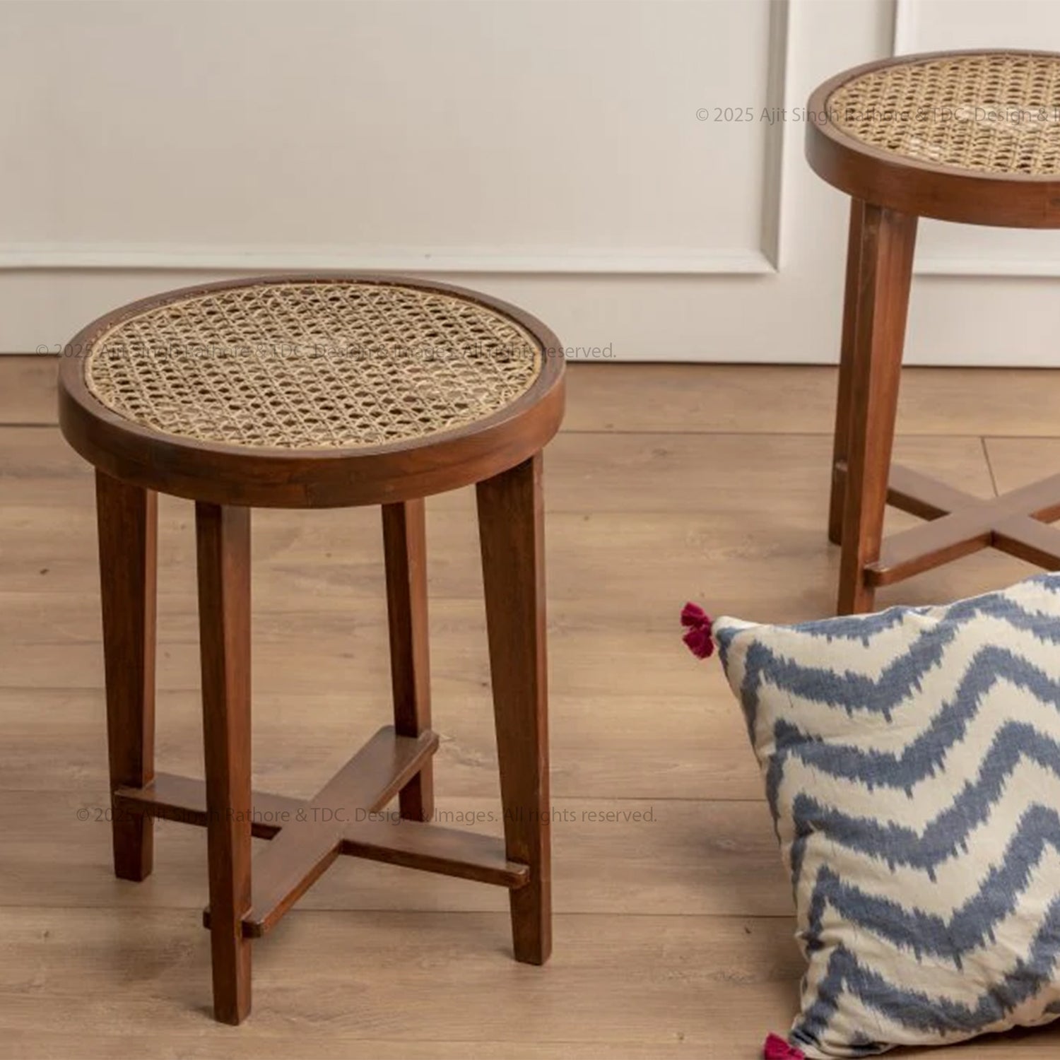 Mineola Heirloom Solid Wood End Table with Handwoven Cane Insert