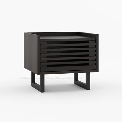 Chicago Ribbed Panel Solid Wood Night Stand