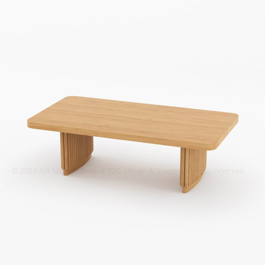 Cullman Teak Wood Rectangular Coffee Table with Fluted Legs