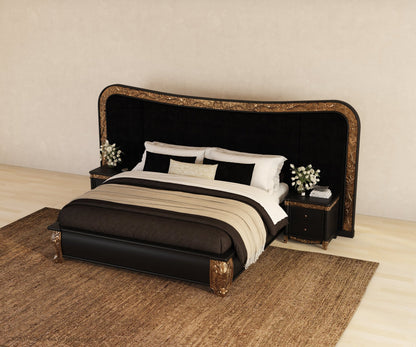 Versailles Grandeur Solid Wood Bedroom Set with Gold Leaf Carved Details