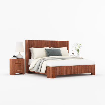 Bartow Modern Solid Wood Bedroom Set with Fluted Detailing