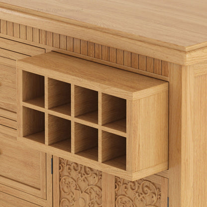 Jackson Solid Wood Sideboard Buffet with Hand-Carved Detailing &amp; Wine Storage