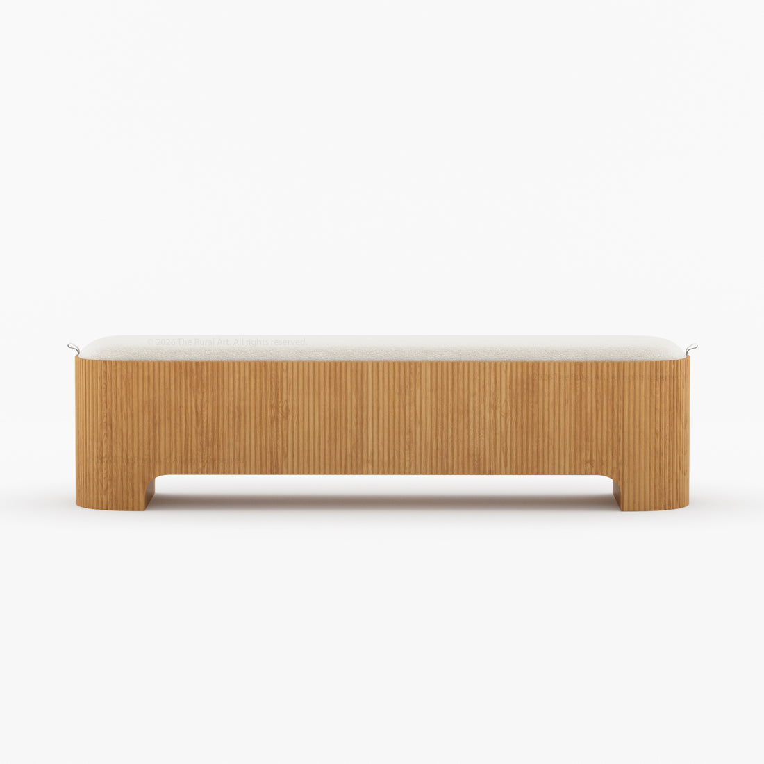 Bartow Fluted Solid Wood Bench with Upholstered Cushion