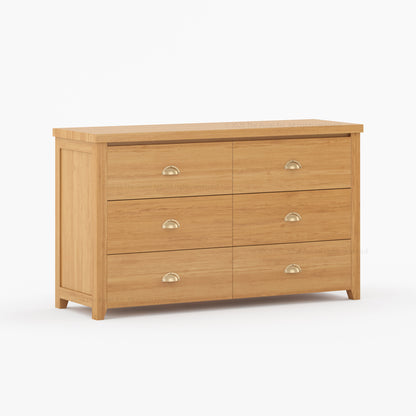 Baytown Rustic Solid Wood Bedroom Dresser with 6 Drawer