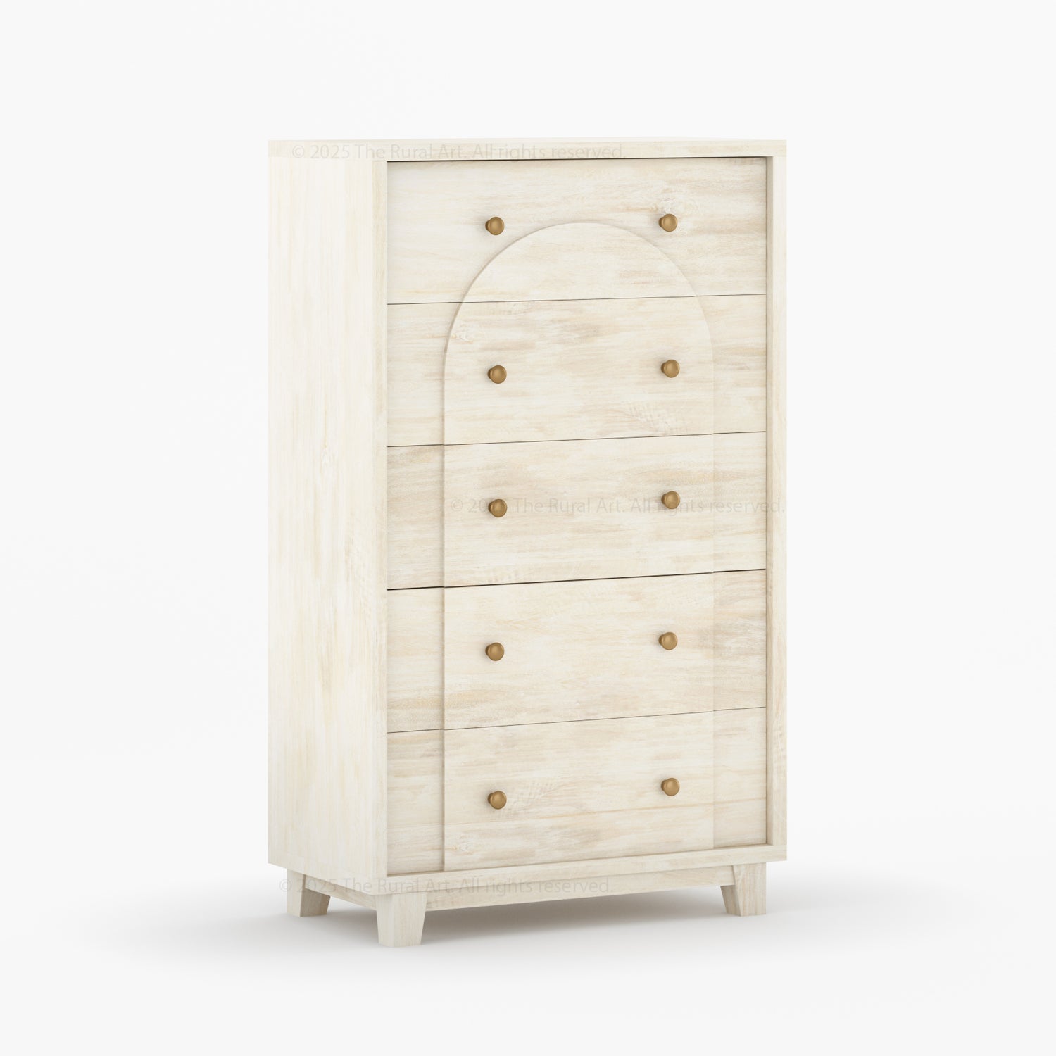 Livingston Solid Wood Dresser with Arched Front &amp; Brass Knobs