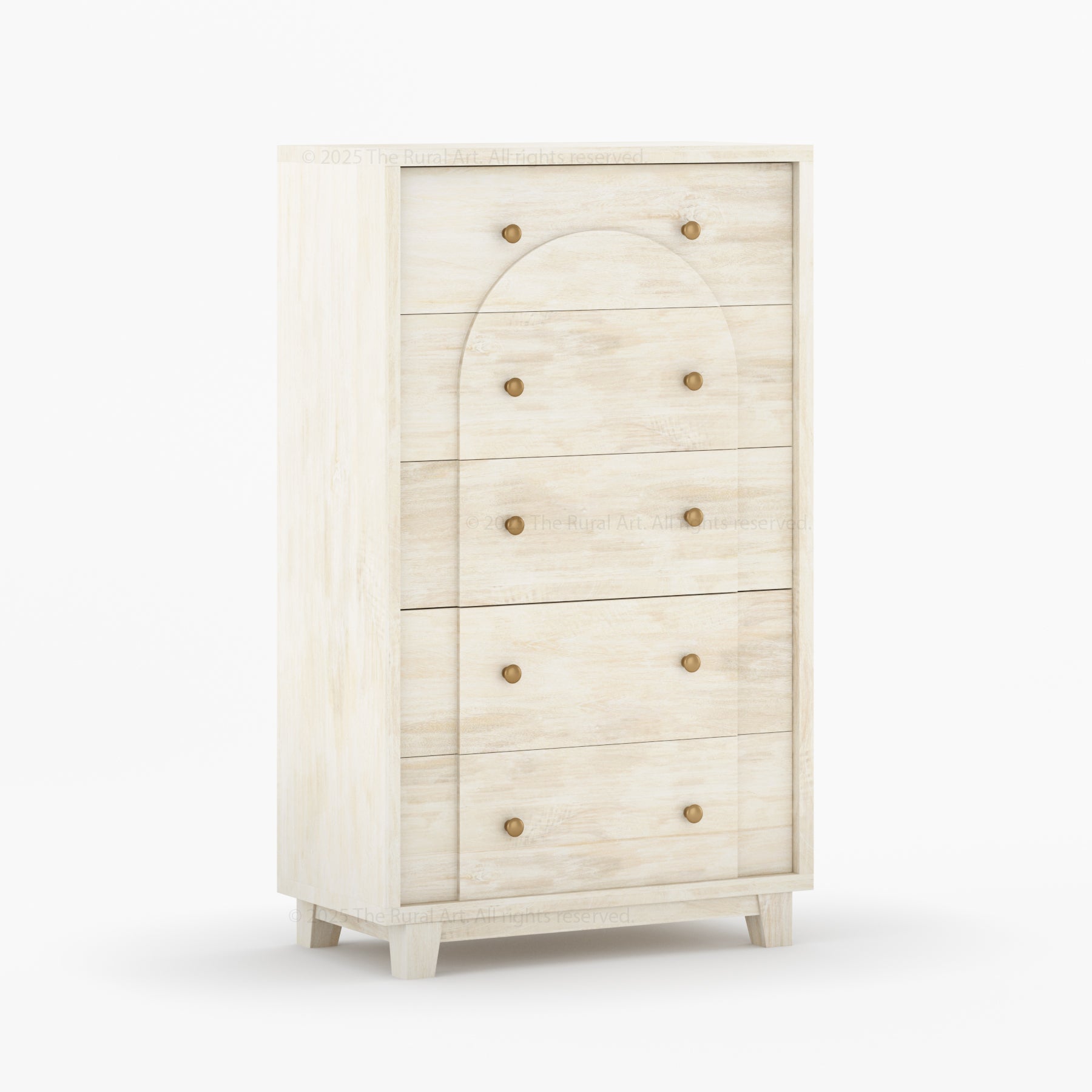 Livingston Solid Wood Dresser with Arched Front &amp; Brass Knobs