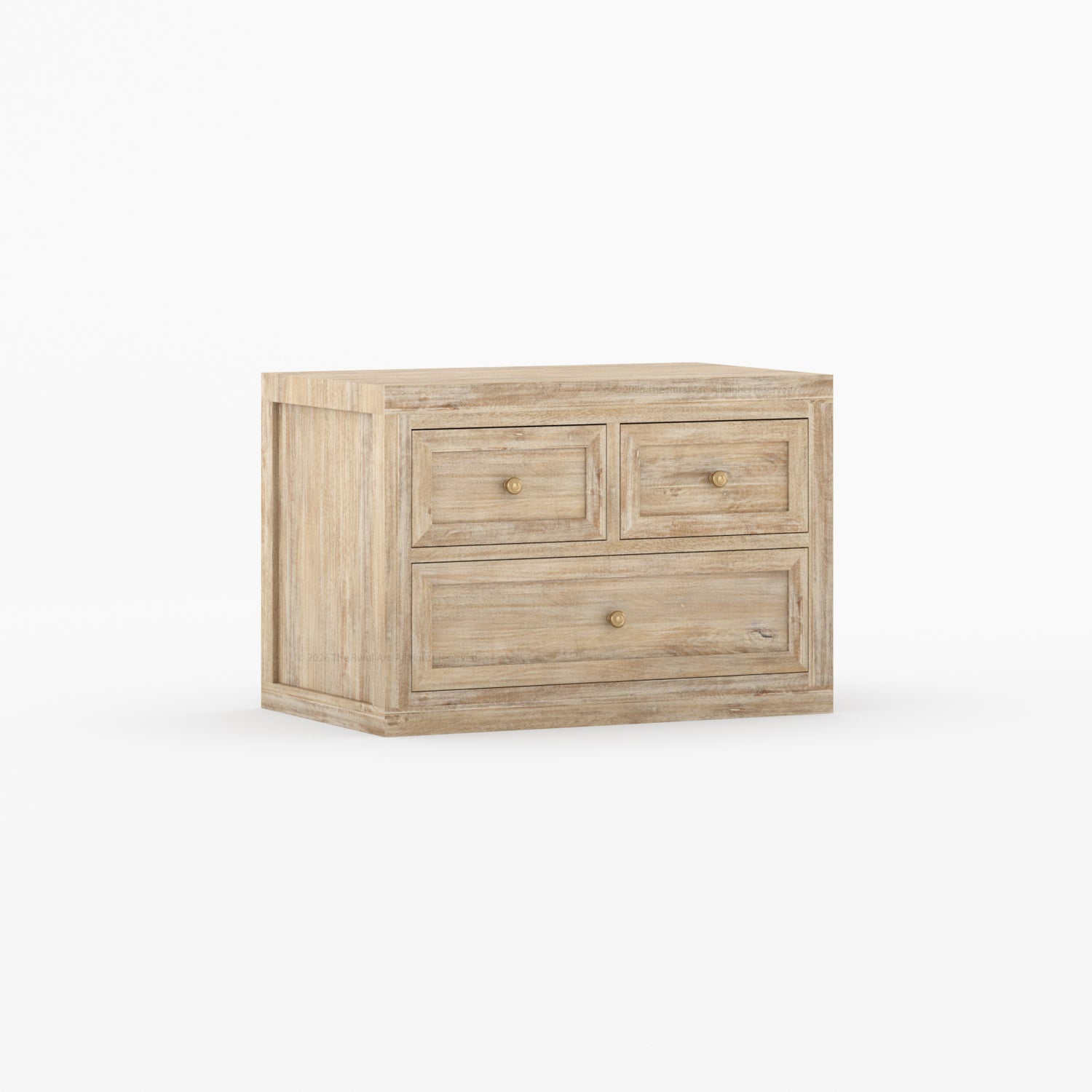Seward Modern Heritage Solid Wood Nightstand with 3 Drawers &amp; Panel Detailing