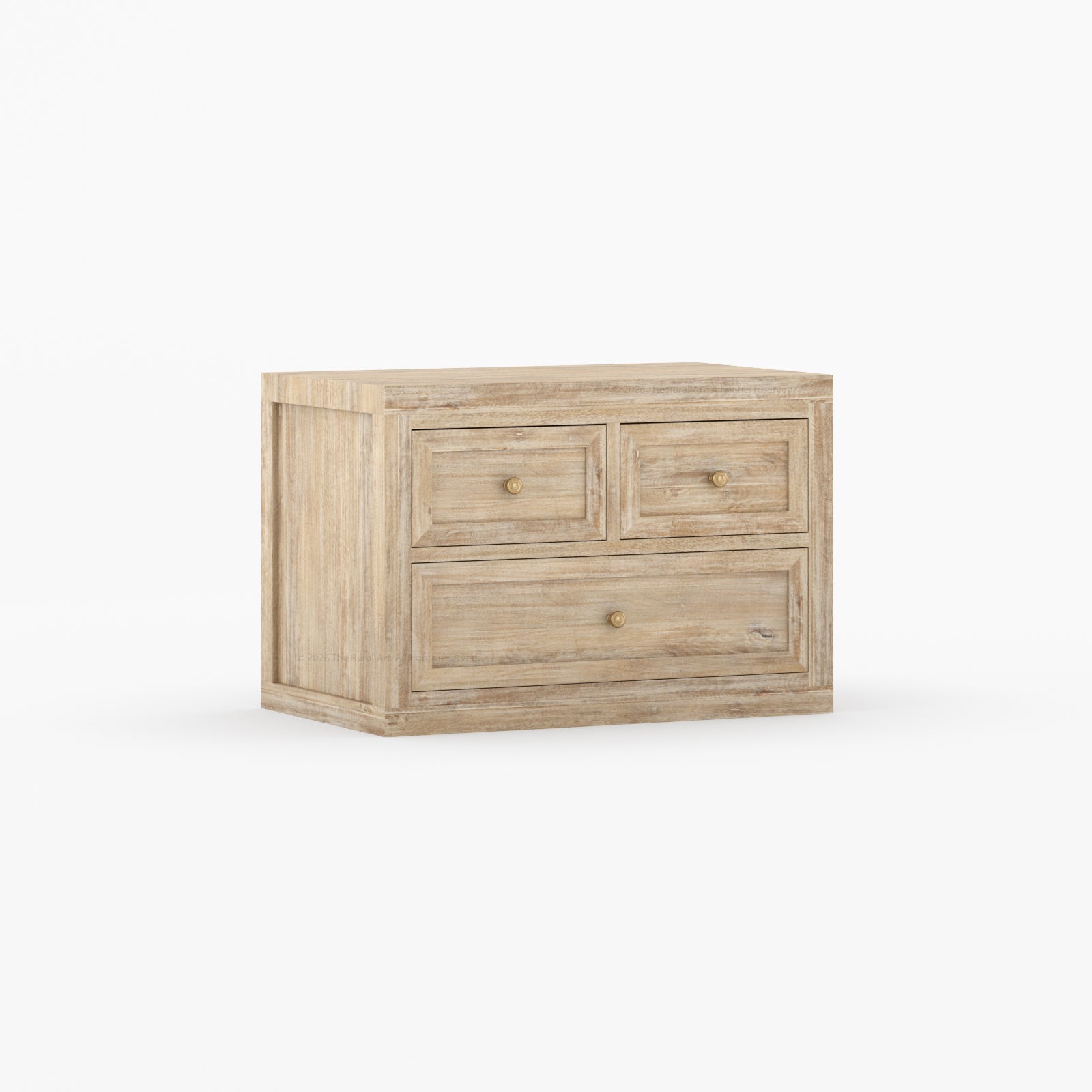 Seward Modern Heritage Solid Wood Nightstand with 3 Drawers &amp; Panel Detailing