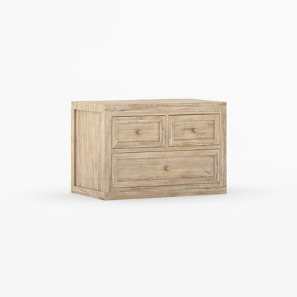 Seward Modern Heritage Solid Wood Nightstand with 3 Drawers &amp; Panel Detailing