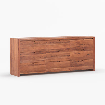 Branson Solid Wood Tall Dresser with Brass Inlay Accents