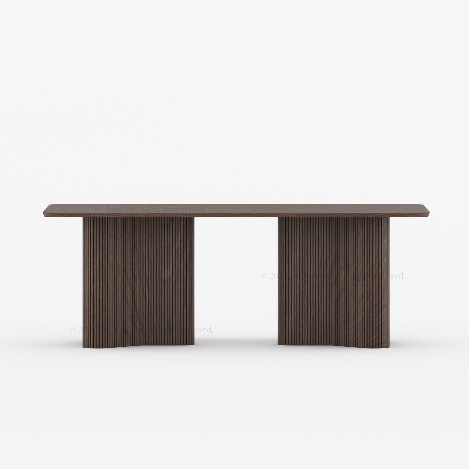 Valdez Fluted Solid Wood Dining Table with Wood or Marble Top