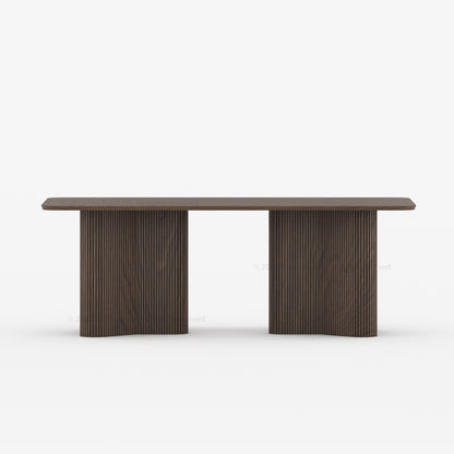 Valdez Fluted Solid Wood Dining Table with Wood or Marble Top
