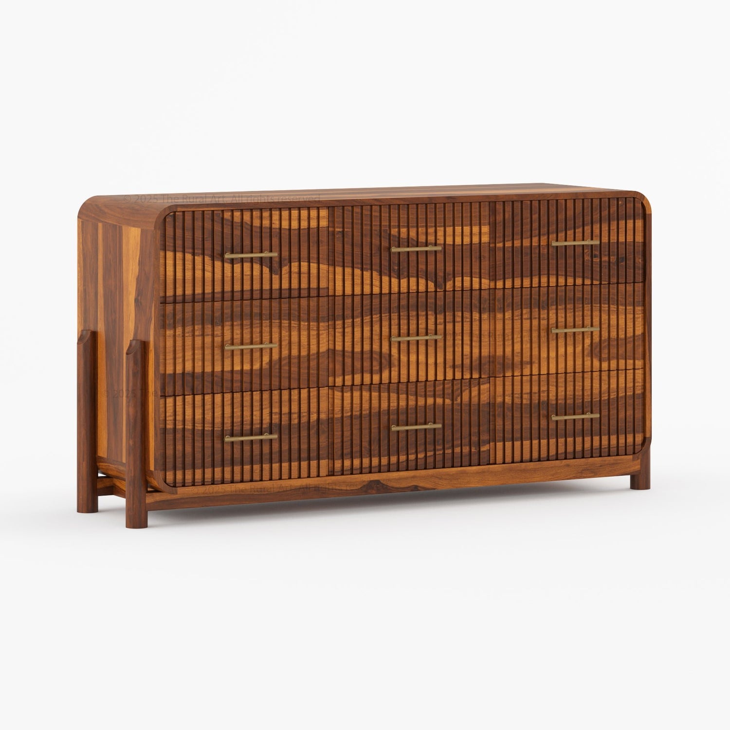 Lewes Fluted Solid Wood 9 Drawer Dresser