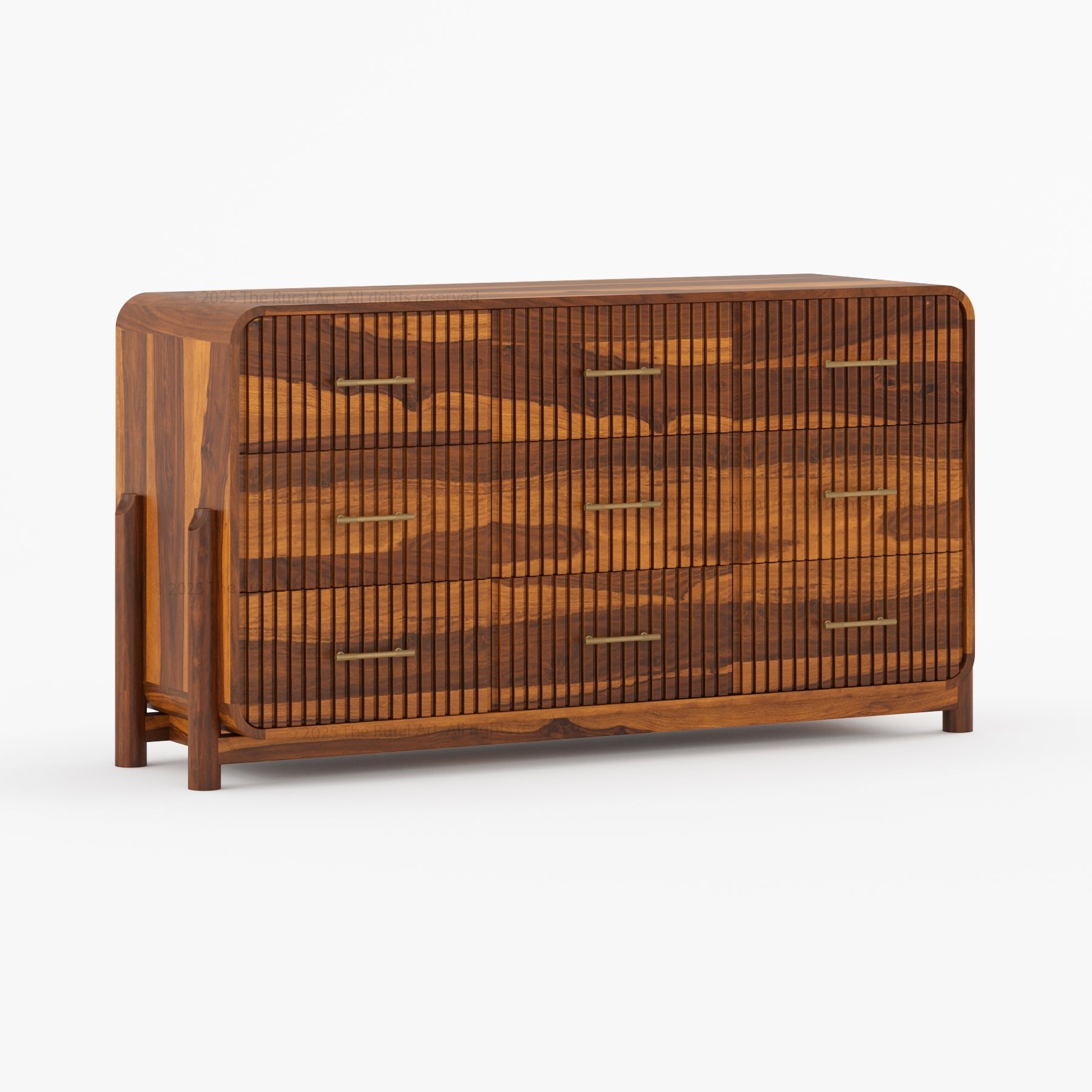 Lewes Fluted Solid Wood 9 Drawer Dresser