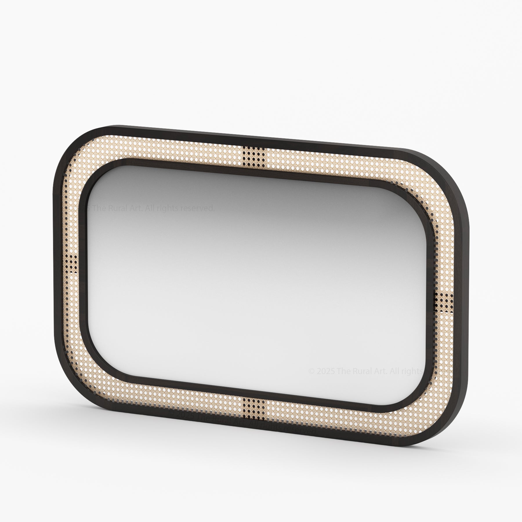 Davis Modern Organic Solid Wood &amp; Cane Mirror Frame
