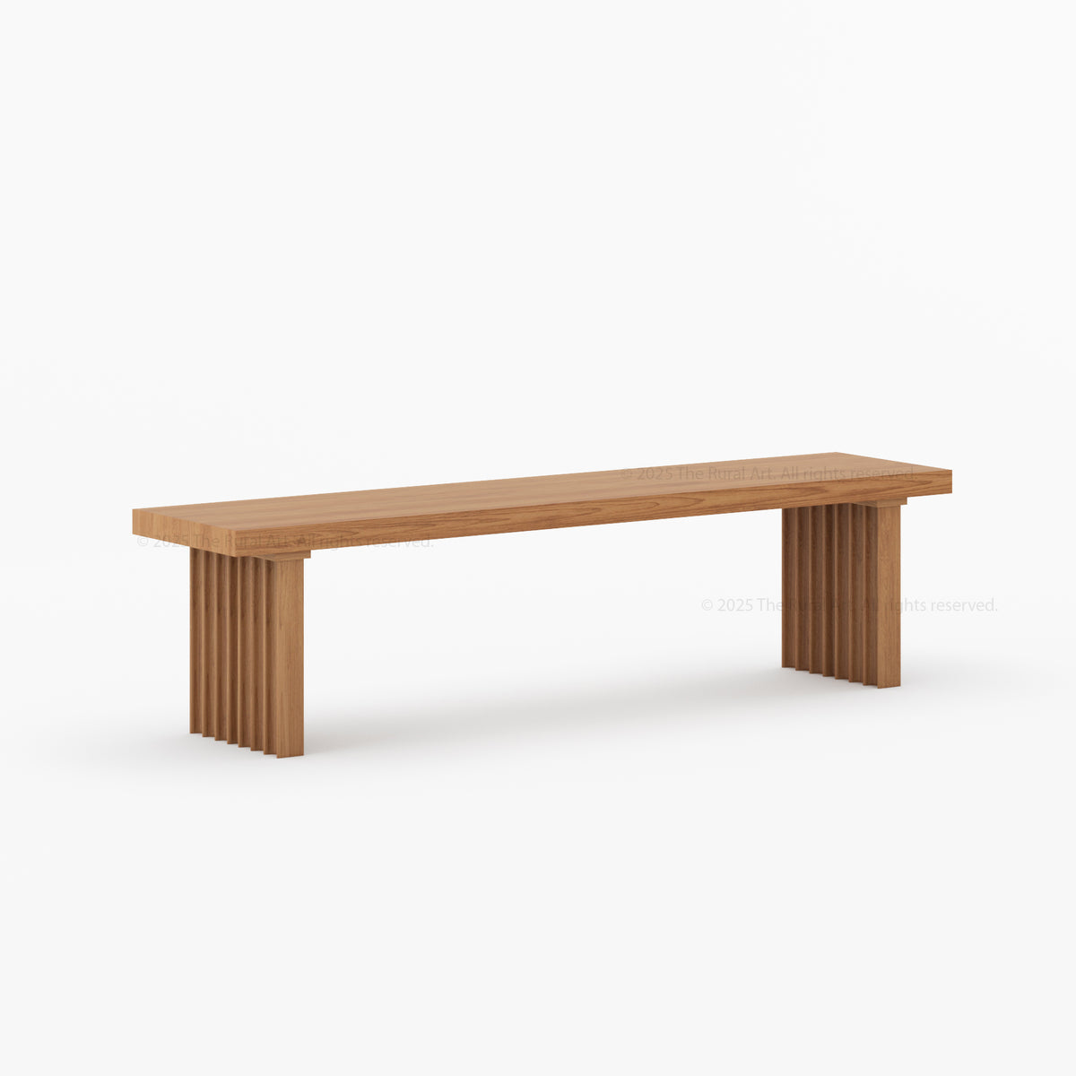 Montecito Fluted Backless Dining Bench Made in Solid Wood