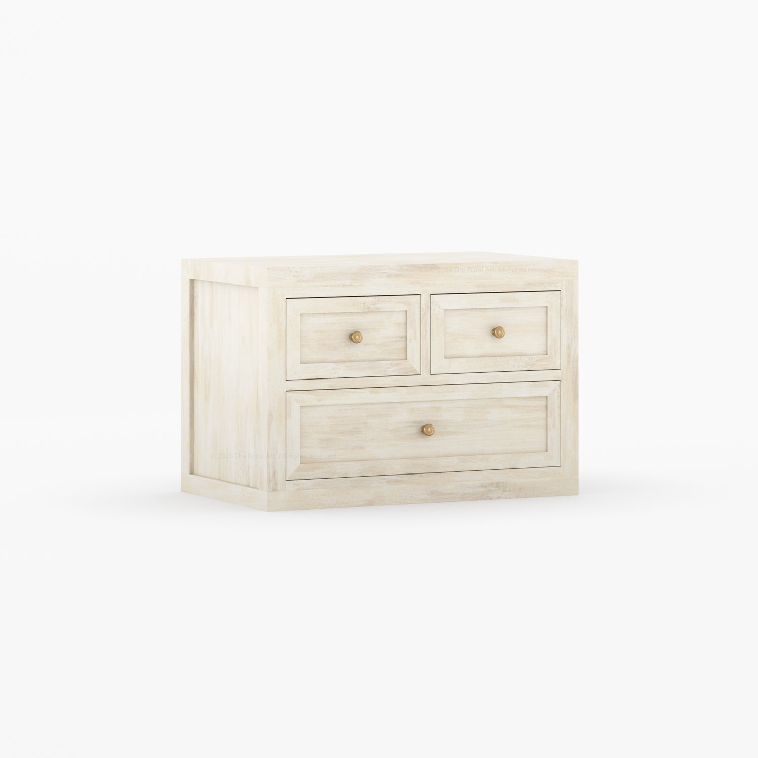 Seward Modern Heritage Solid Wood Nightstand with 3 Drawers &amp; Panel Detailing