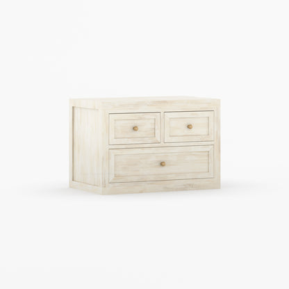 Seward Modern Heritage Solid Wood Nightstand with 3 Drawers &amp; Panel Detailing