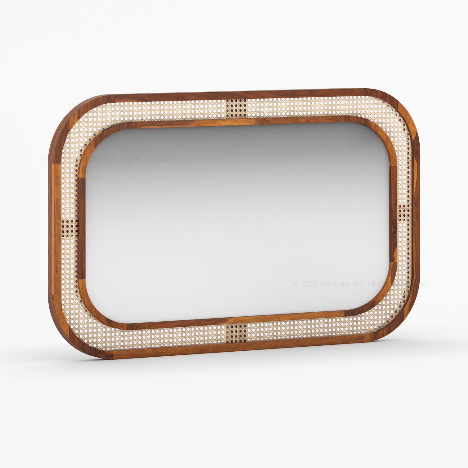 Davis Modern Organic Solid Wood &amp; Cane Mirror Frame