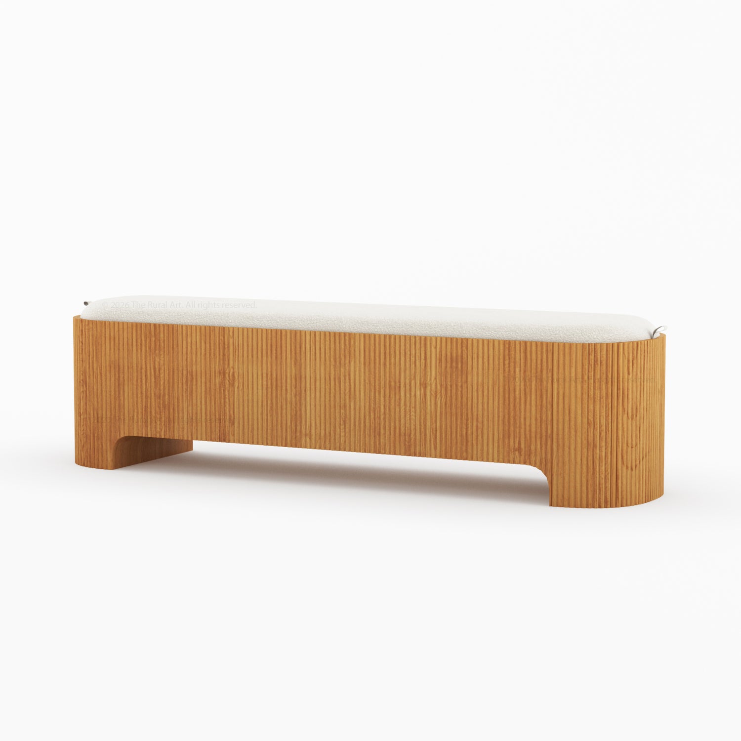 Bartow Fluted Solid Wood Bench with Upholstered Cushion
