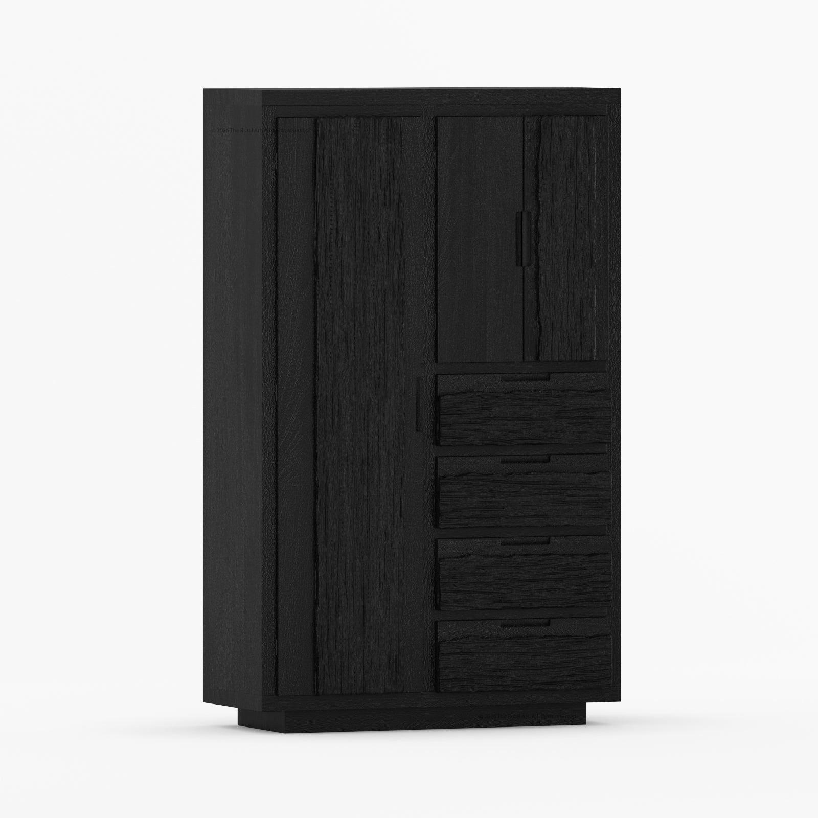Nome Modern Solid Wood Armoire with Drawers and Hanging Storage
