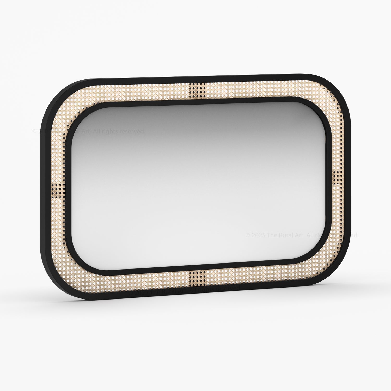 Davis Modern Organic Solid Wood &amp; Cane Mirror Frame