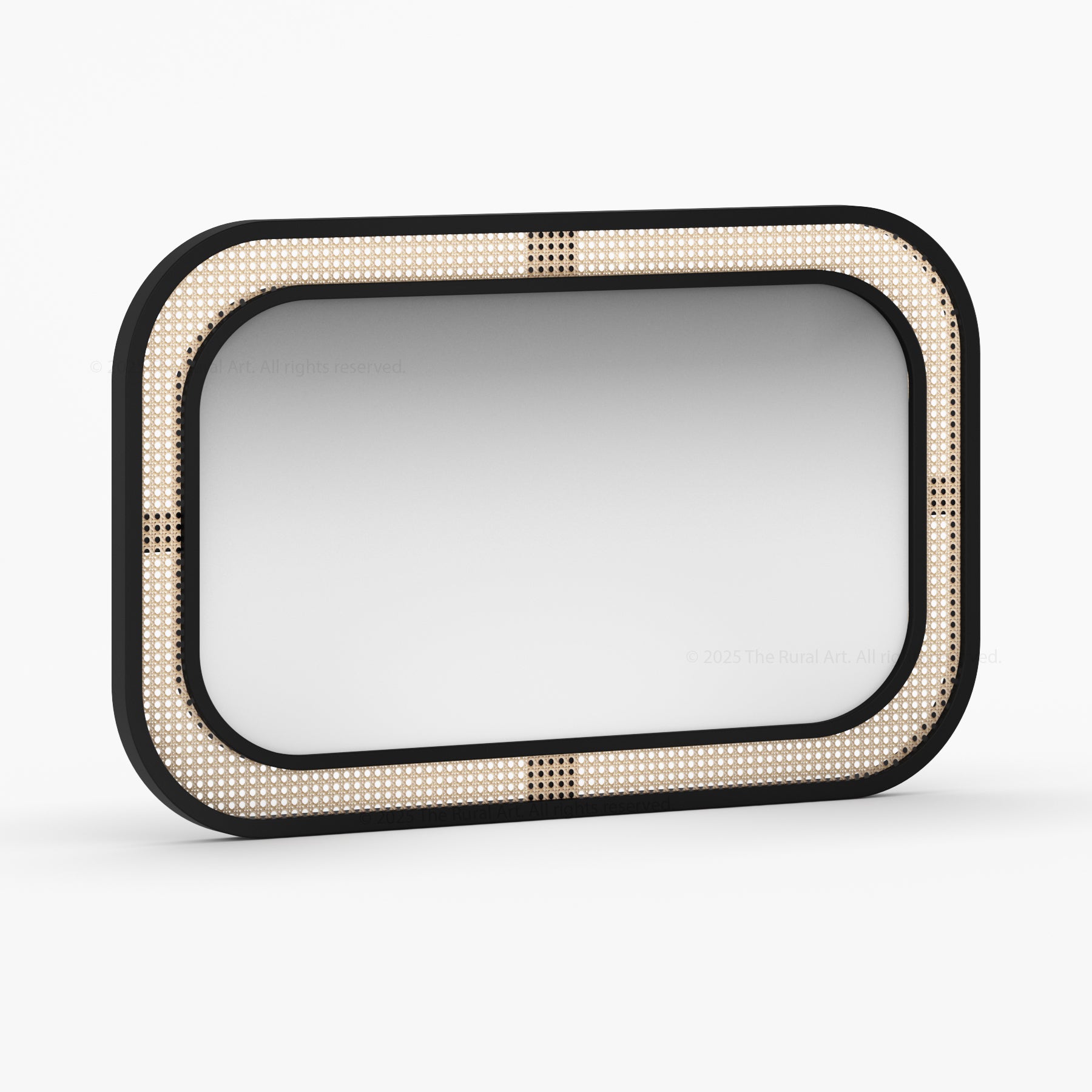 Davis Modern Organic Solid Wood &amp; Cane Mirror Frame