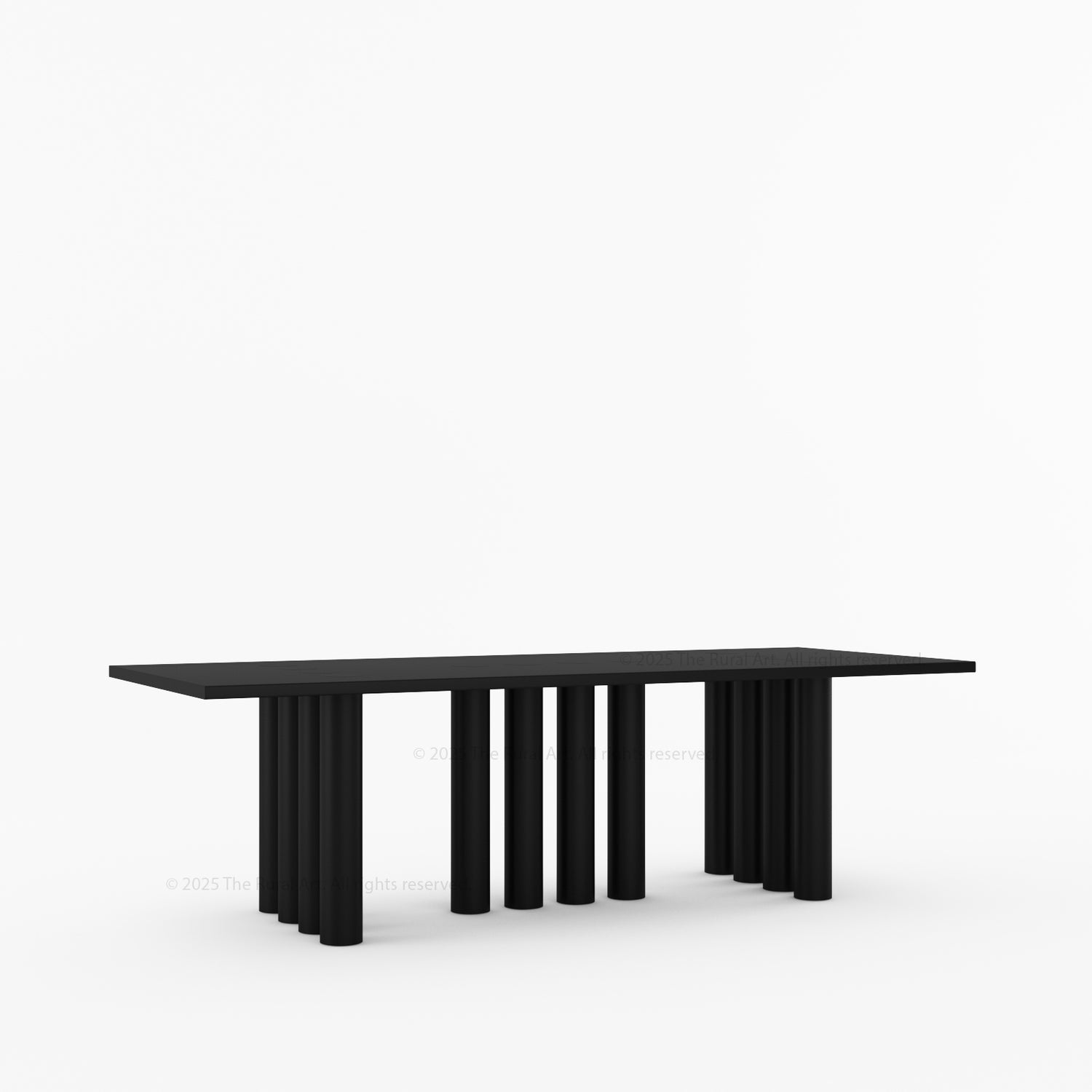 New York Modern Solid Wood Dining Table With Pillar Legs &amp; Inlay Accents