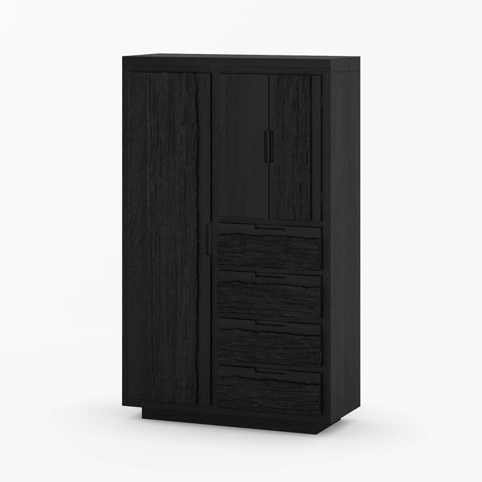 Nome Modern Solid Wood Armoire with Drawers and Hanging Storage