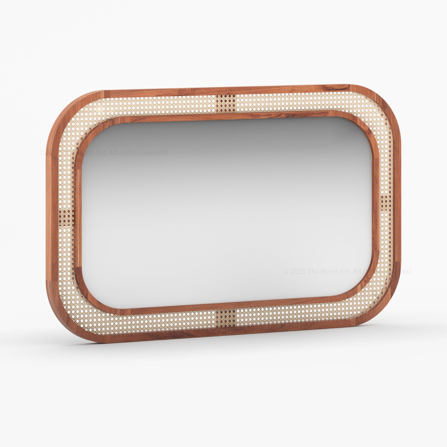 Davis Modern Organic Solid Wood &amp; Cane Mirror Frame