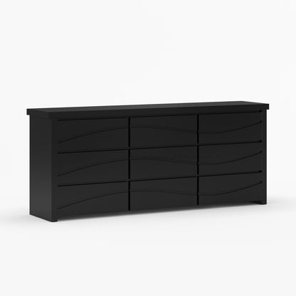 Seabrook Real Wood Drawer Dresser with Wave-Carved Fronts