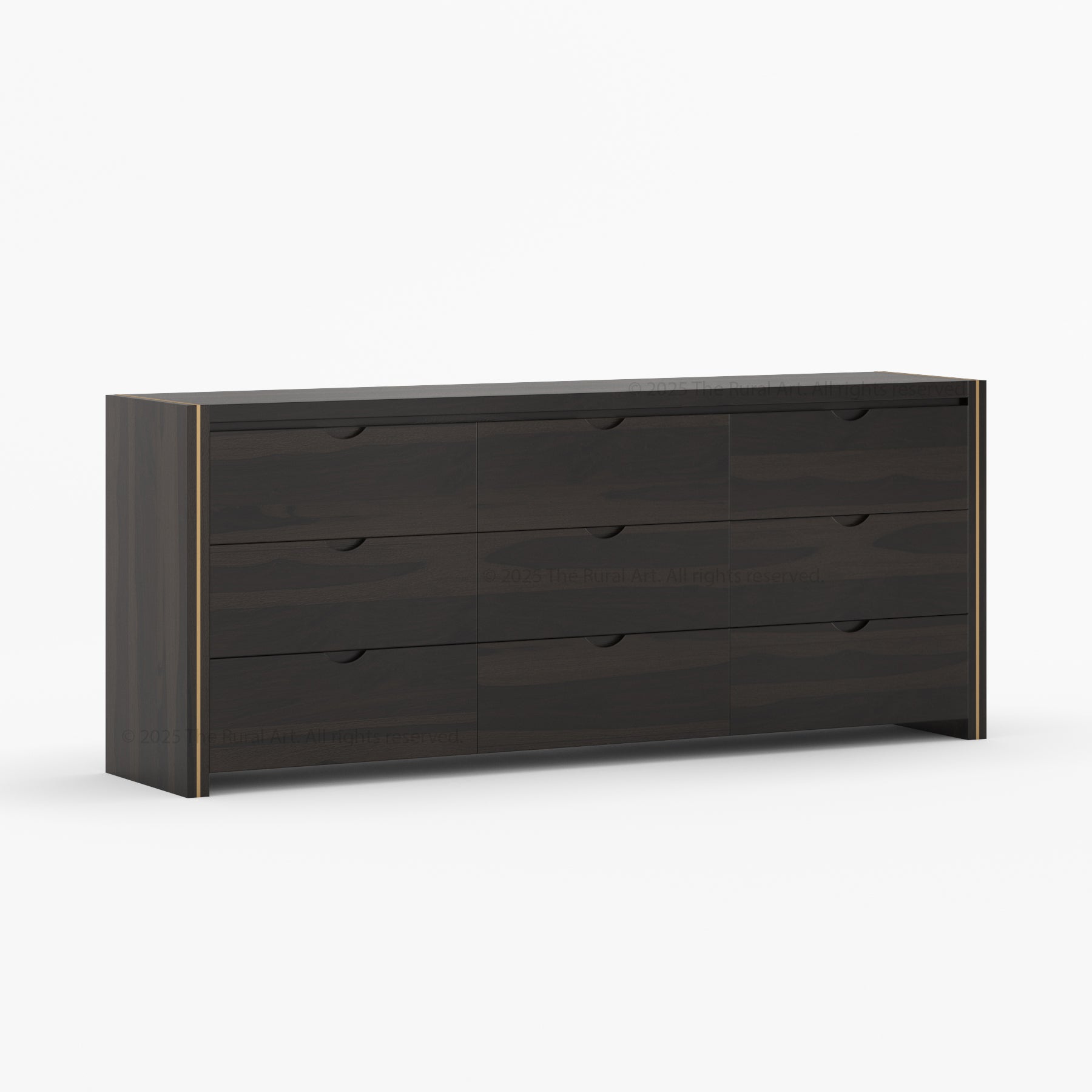 Branson Solid Wood Tall Dresser with Brass Inlay Accents