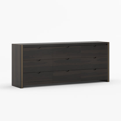 Branson Solid Wood Tall Dresser with Brass Inlay Accents