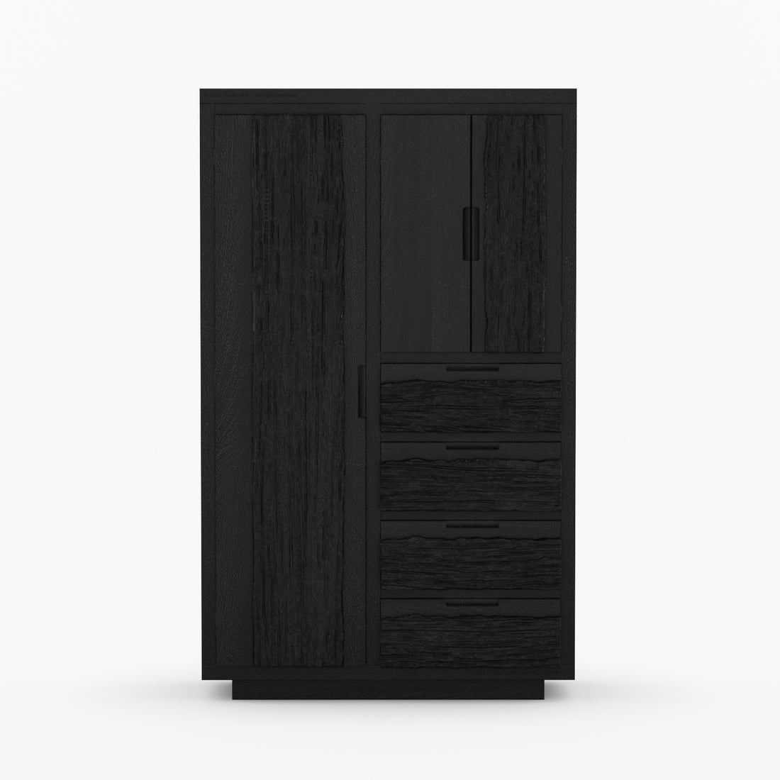 Nome Modern Solid Wood Armoire with Drawers and Hanging Storage