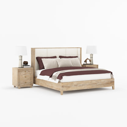Livingston Luxe Solid Wood Shelter Bed with Bouclé Upholstered