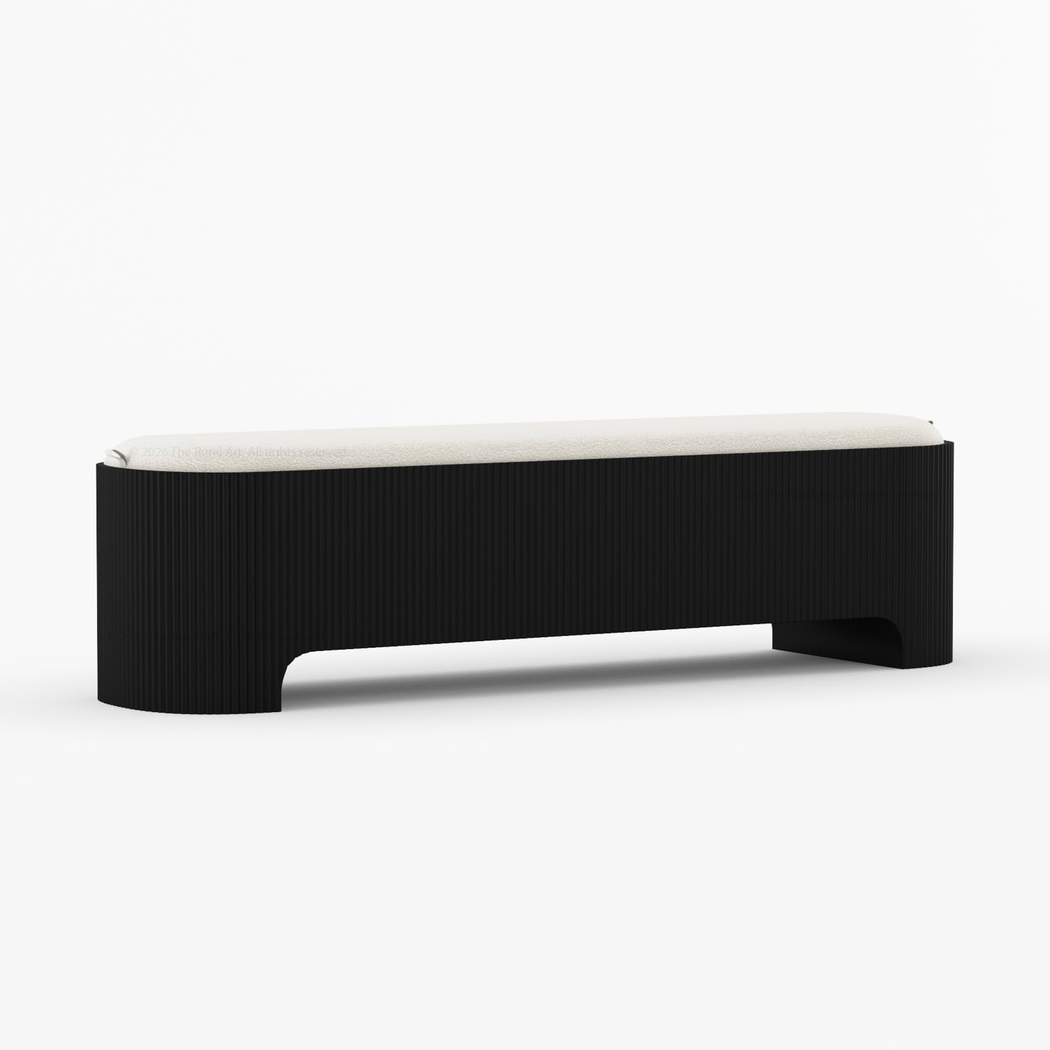 Bartow Fluted Solid Wood Bench with Upholstered Cushion