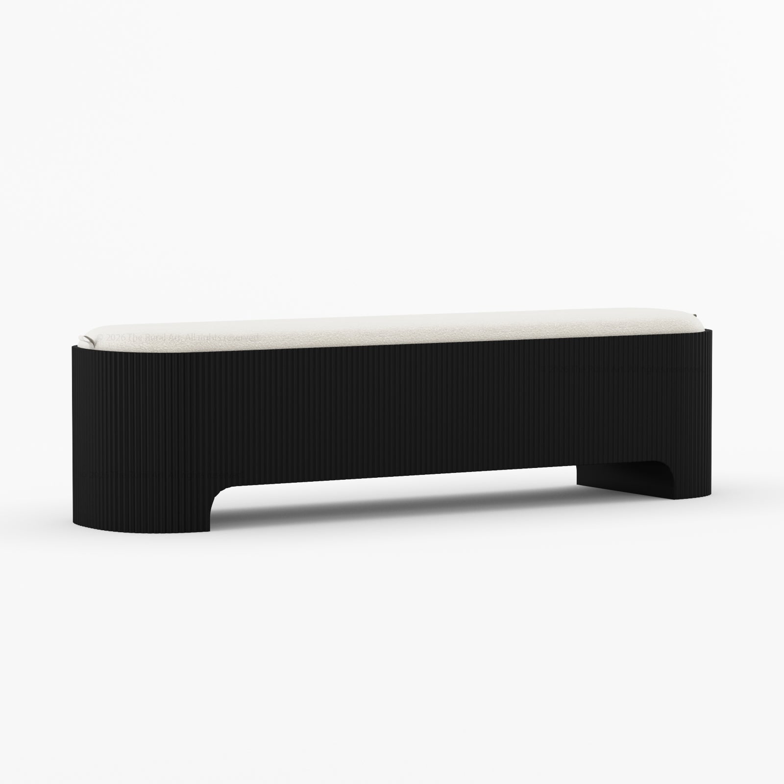 Bartow Fluted Solid Wood Bench with Upholstered Cushion
