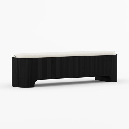 Bartow Fluted Solid Wood Bench with Upholstered Cushion