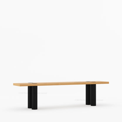 New York Modern Dining Bench | Solid Wood with Sculptural Legs &amp; Inlay Accents