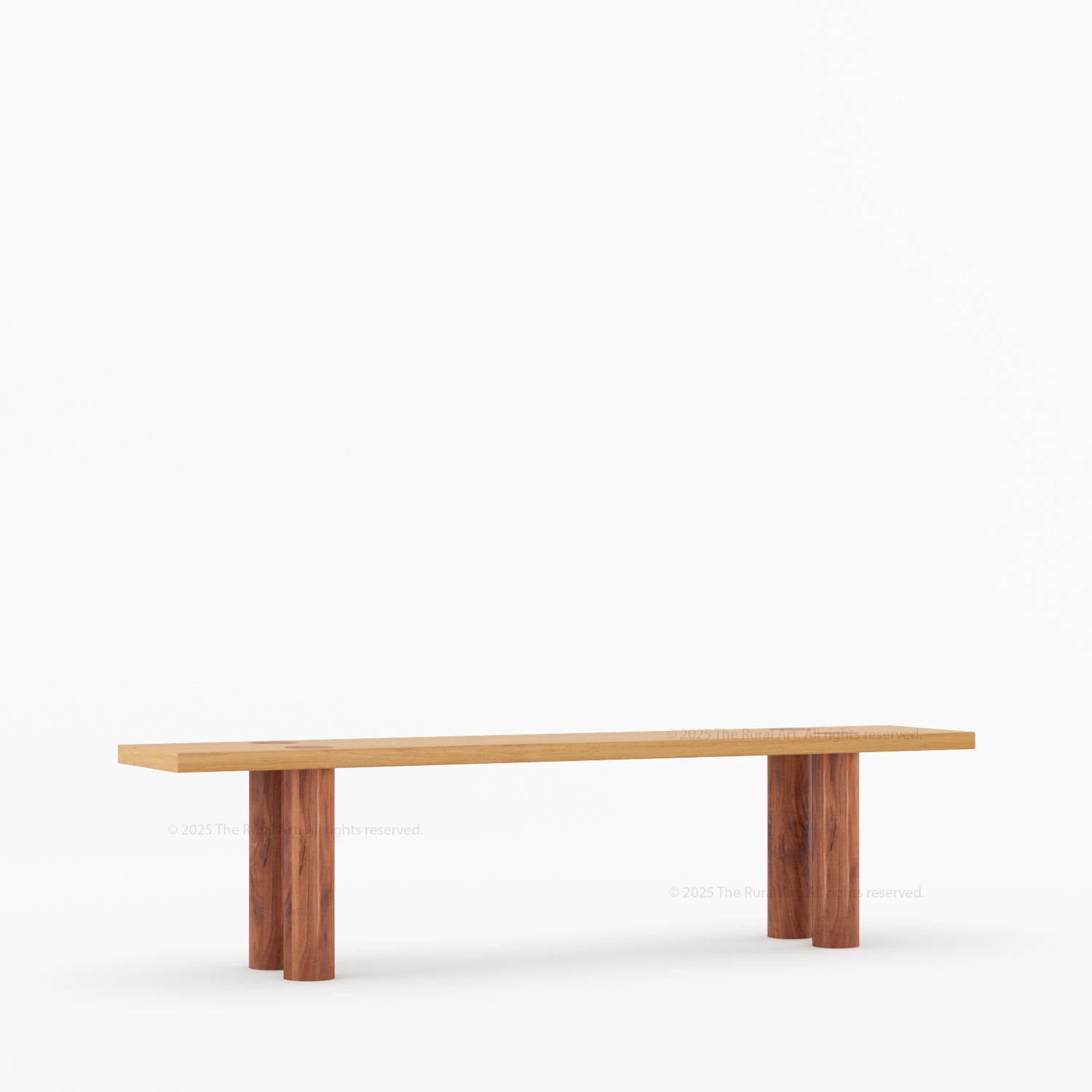 New York Modern Dining Bench | Solid Wood with Sculptural Legs &amp; Inlay Accents
