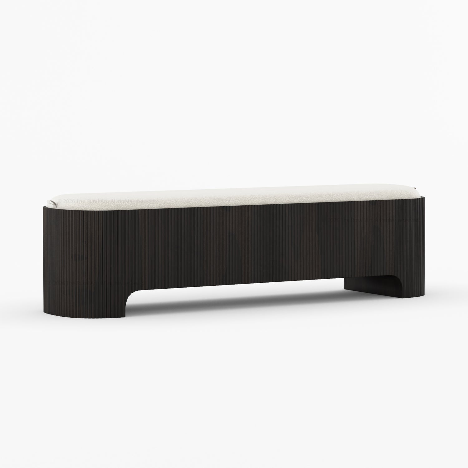 Bartow Fluted Solid Wood Bench with Upholstered Cushion