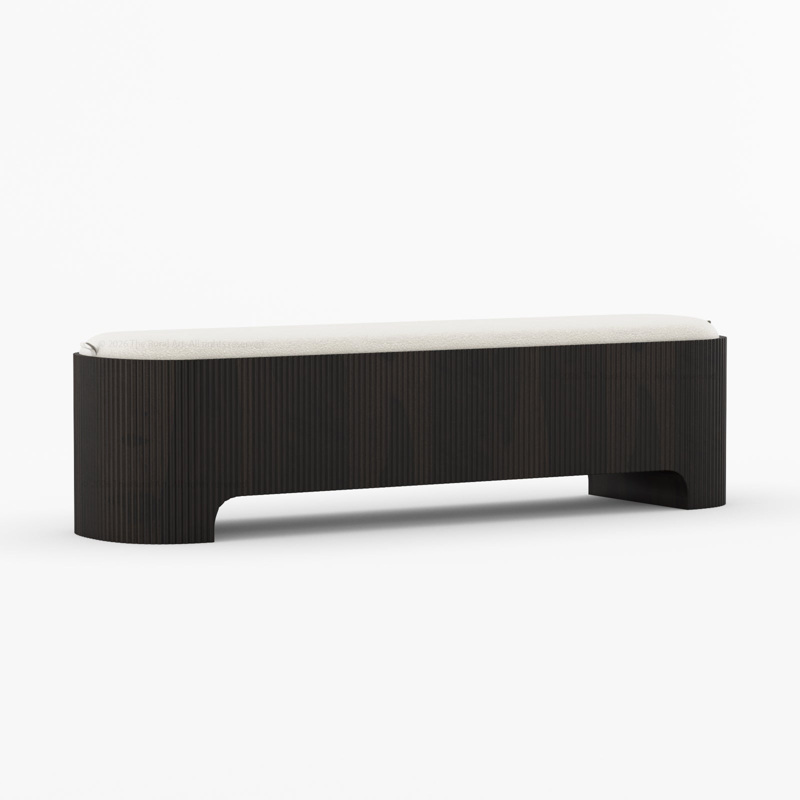 Bartow Fluted Solid Wood Bench with Upholstered Cushion