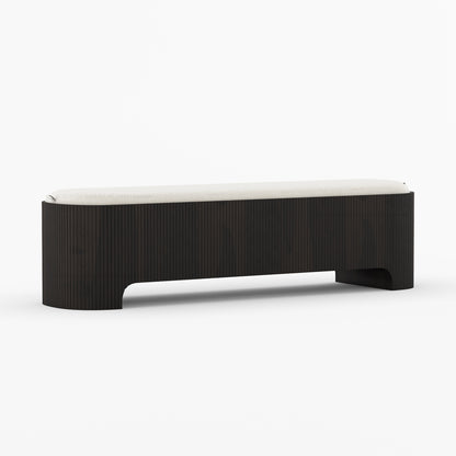 Bartow Fluted Solid Wood Bench with Upholstered Cushion