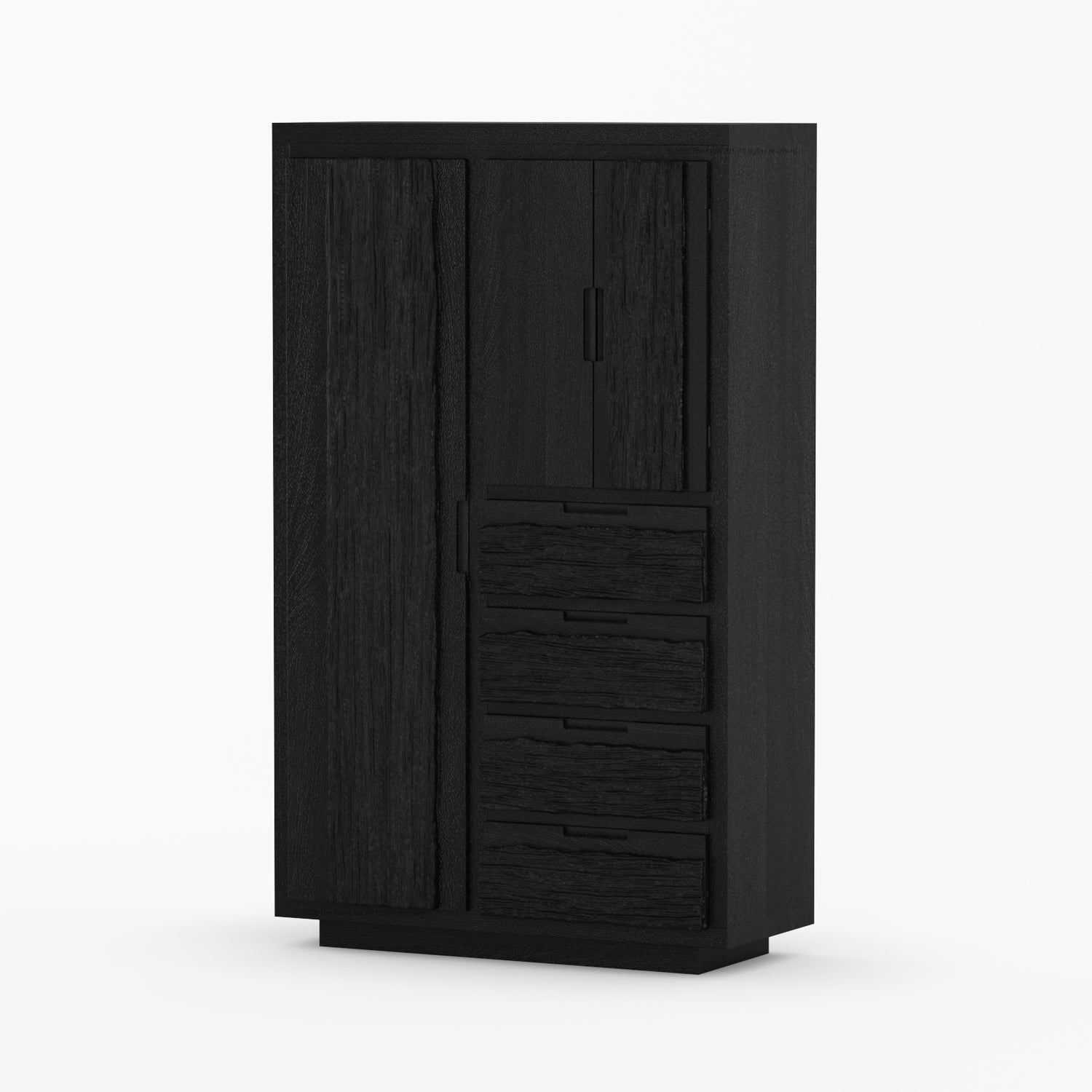 Nome Modern Solid Wood Armoire with Drawers and Hanging Storage