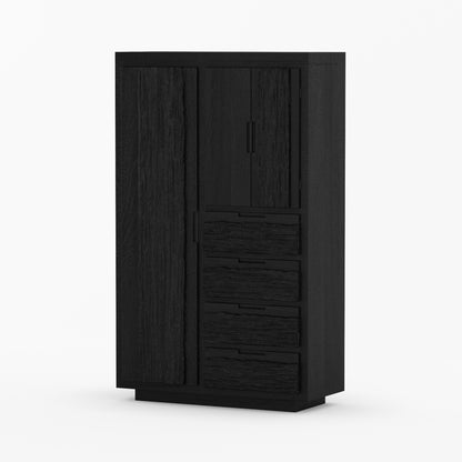 Nome Modern Solid Wood Armoire with Drawers and Hanging Storage