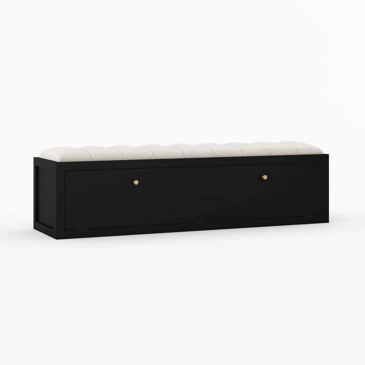 Seward Solid Wood Storage Bench with Boucle Upholstered Seat