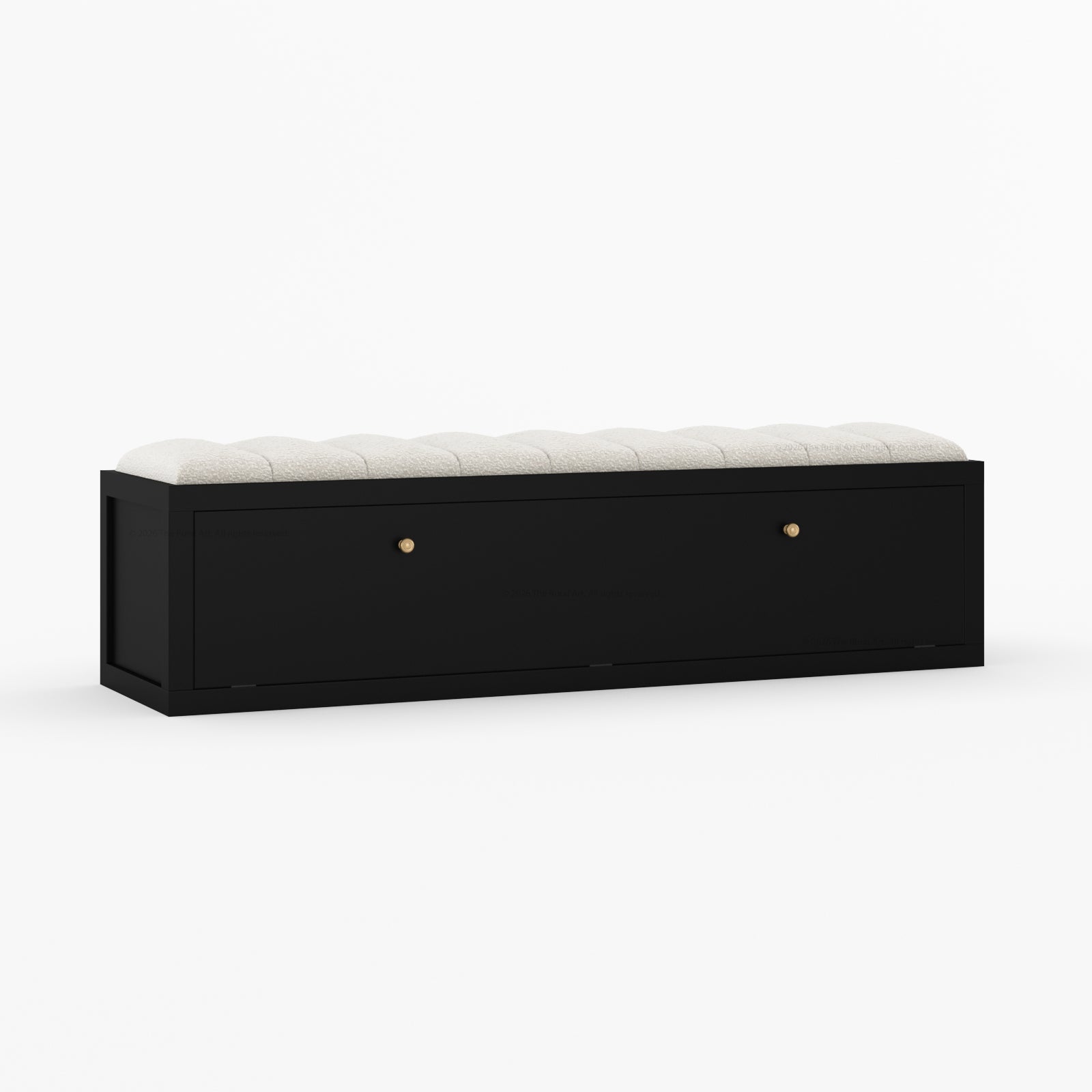 Seward Solid Wood Storage Bench with Boucle Upholstered Seat