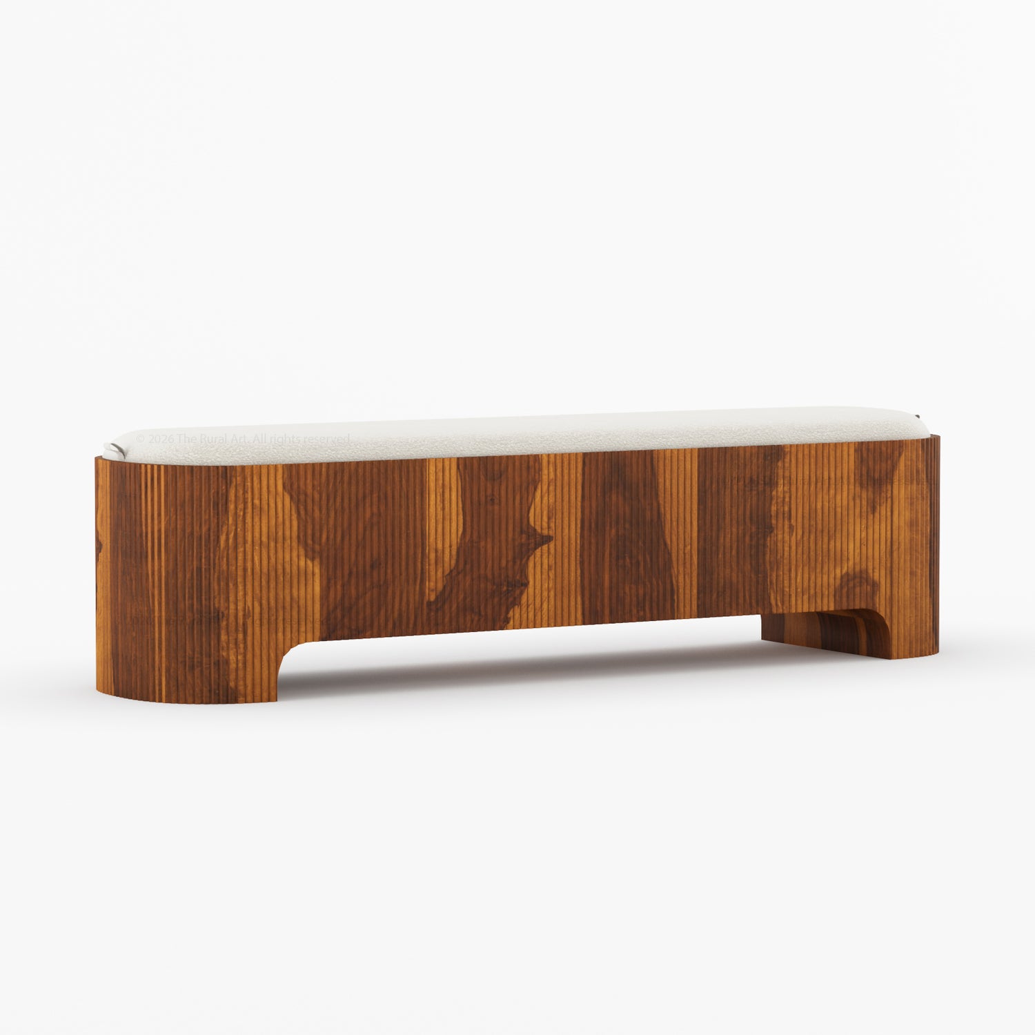 Bartow Fluted Solid Wood Bench with Upholstered Cushion